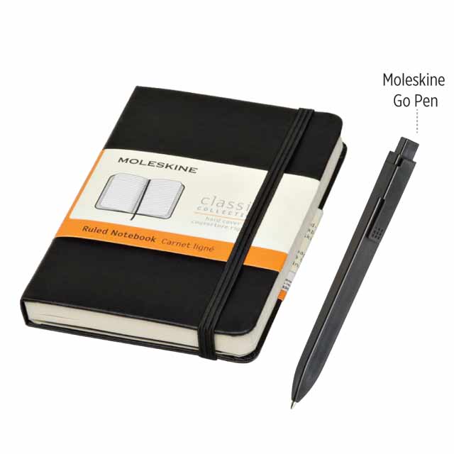 Moleskine Classic Large Notebook & Go Pen Set (Black) Jasani